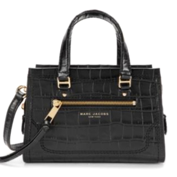 Marc Jacobs Croc Embossed Leather Mini Cruiser Satchel / Crossbody